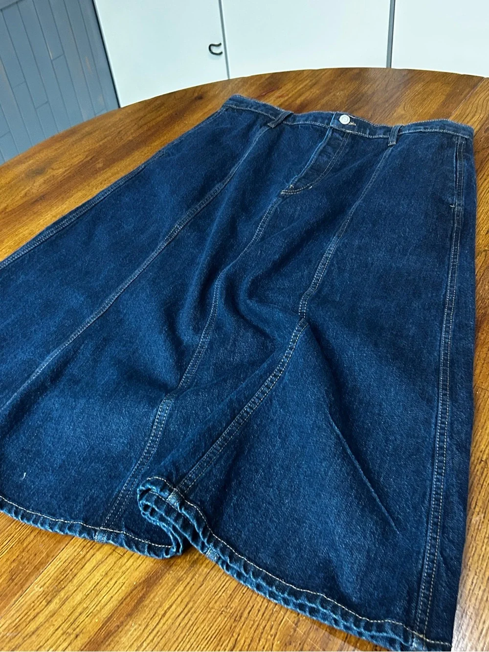 Banana Republic Dark Wash A-Line Denim Midi Skirt 14, Summer Skirt - Picture 12 of 12